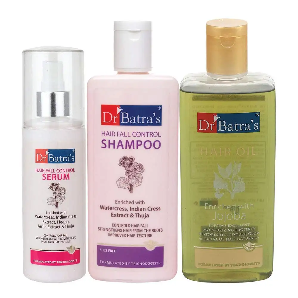 Dr Batra's Hair Fall Control Serum -125 ml, Hair Fall Control Shampoo- 200 ml & Hair Oil - 200 ml Combo,  3 Piece(s)/Pack  Hair Care