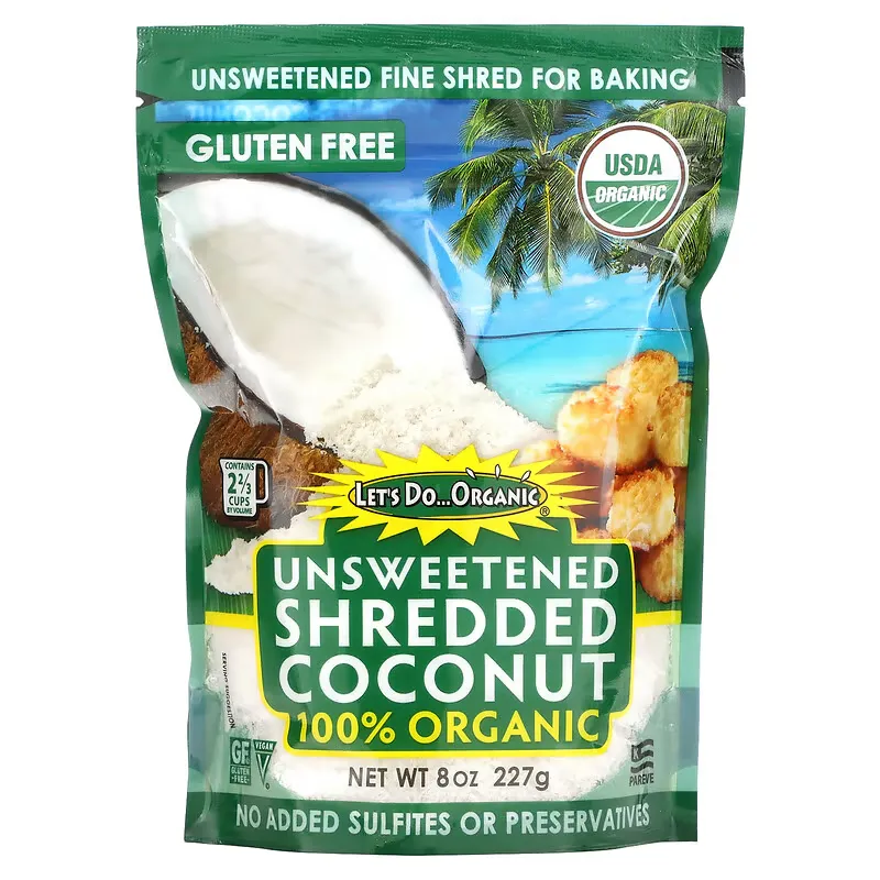 Let's Do Organic, 100% Organic Unsweetened Shredded Coconut, 8 oz (227 g)