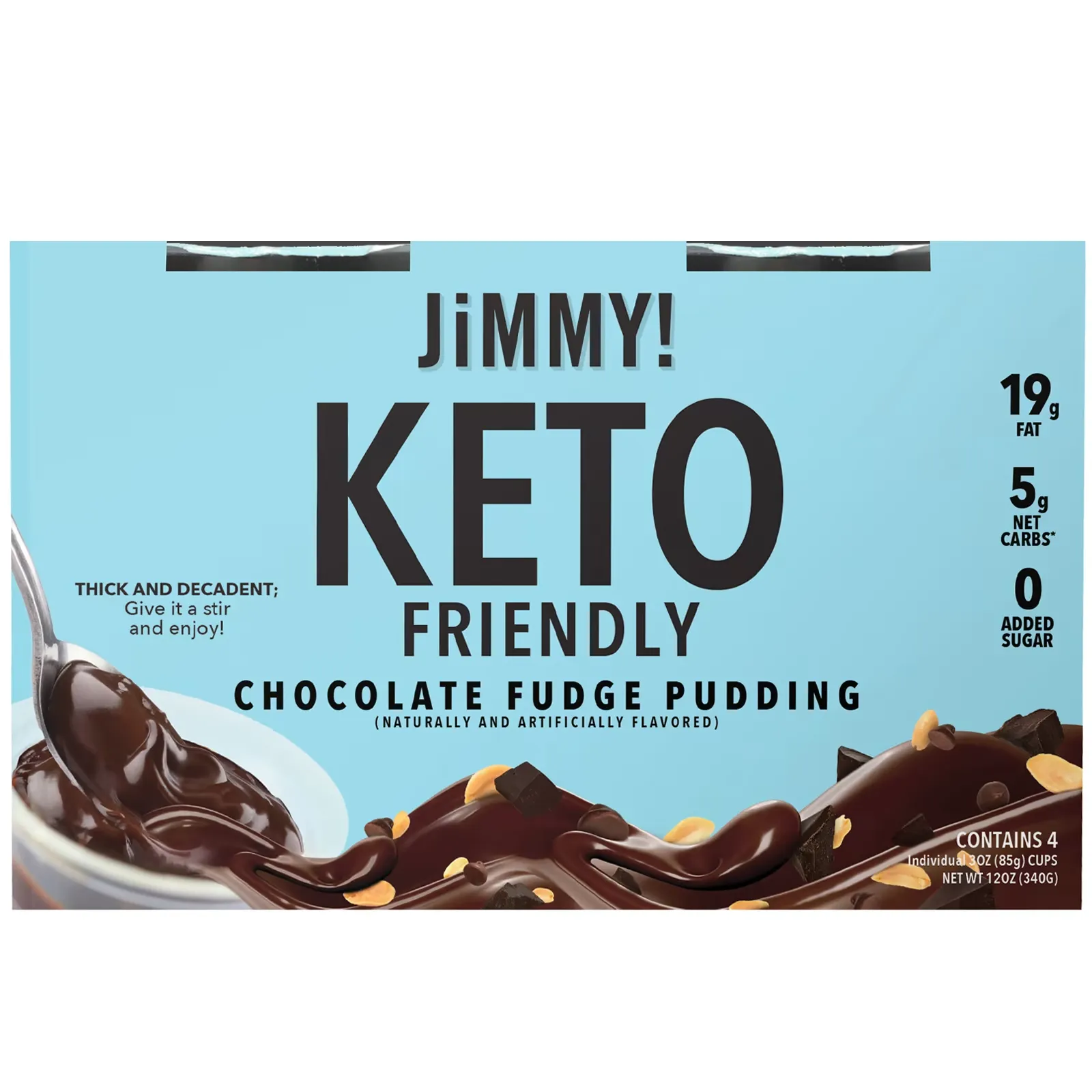 Keto Friendly Chocolate Fudge Pudding, 4 Cups, 3 oz (85 g) Each