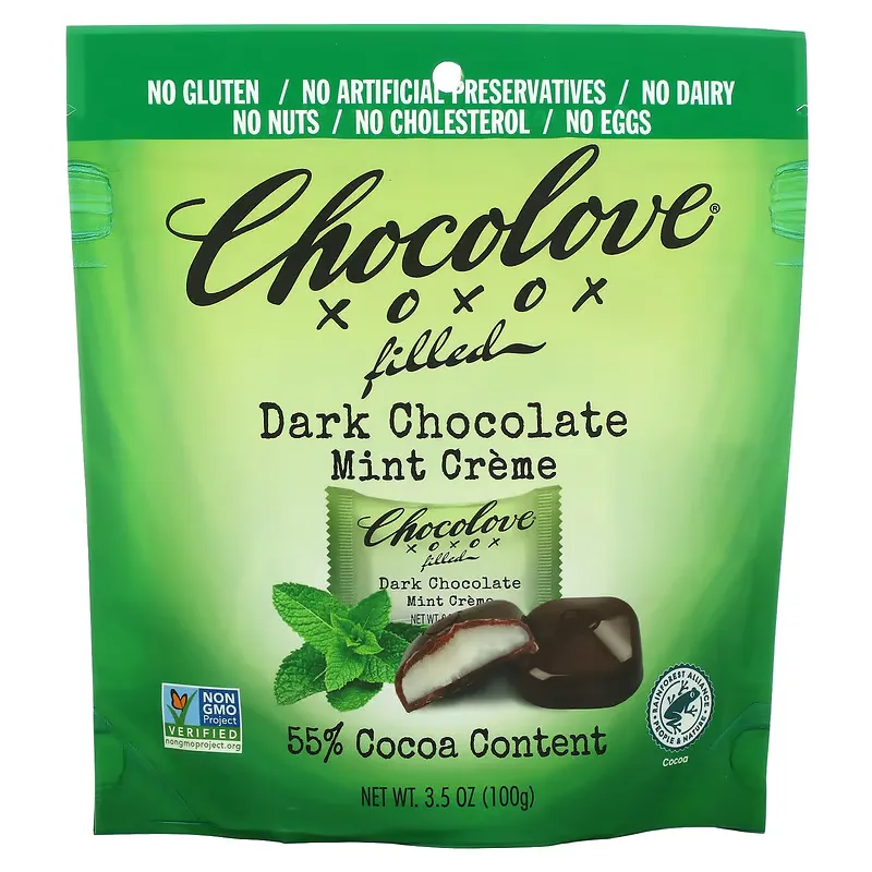 Filled Dark Chocolate Mint Creme, 55% Cocoa, 3.5 oz (100 g)