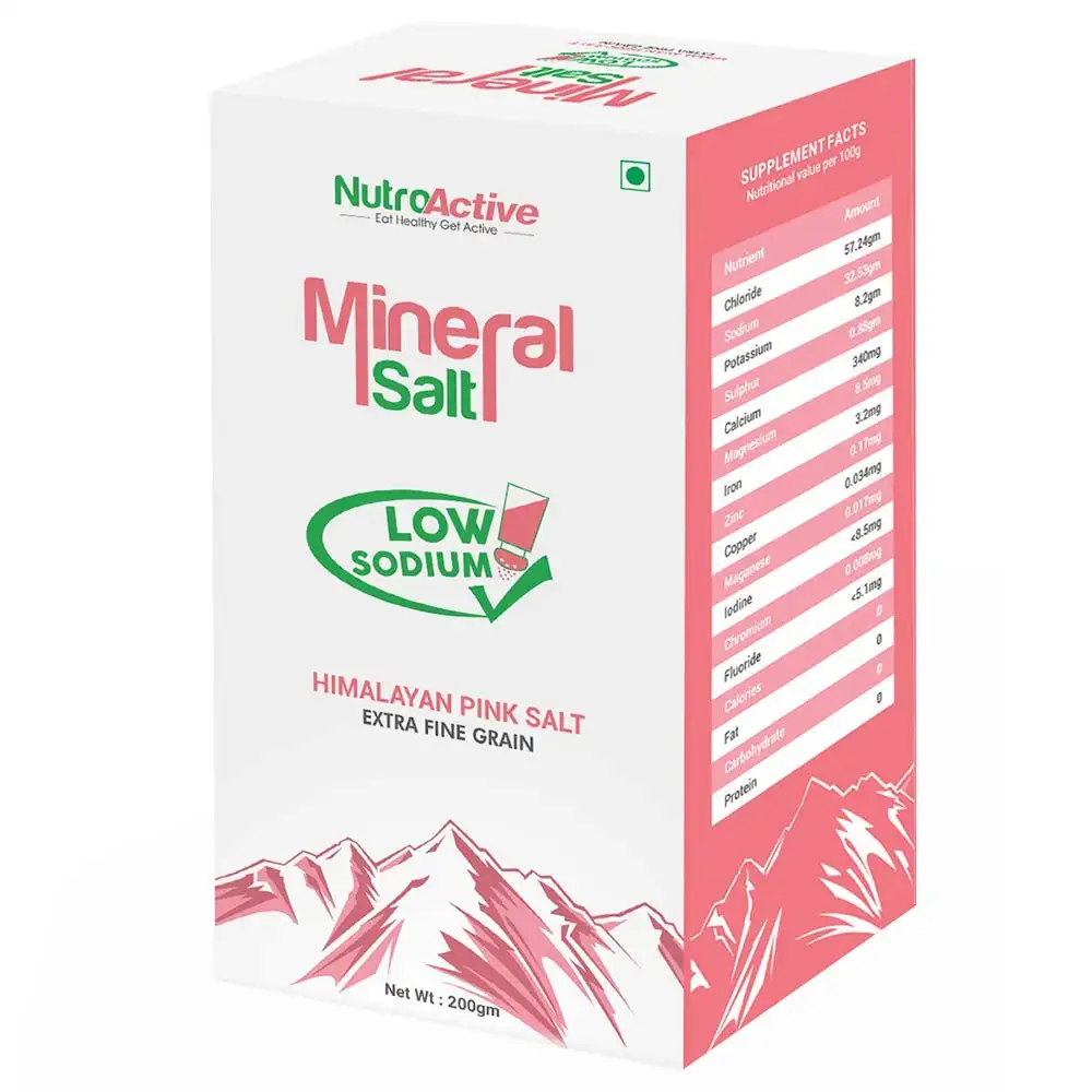 NutroActive Mineral Salt Low Sodium Himalayan Pink Salt Extra Fine Grain,  200 g