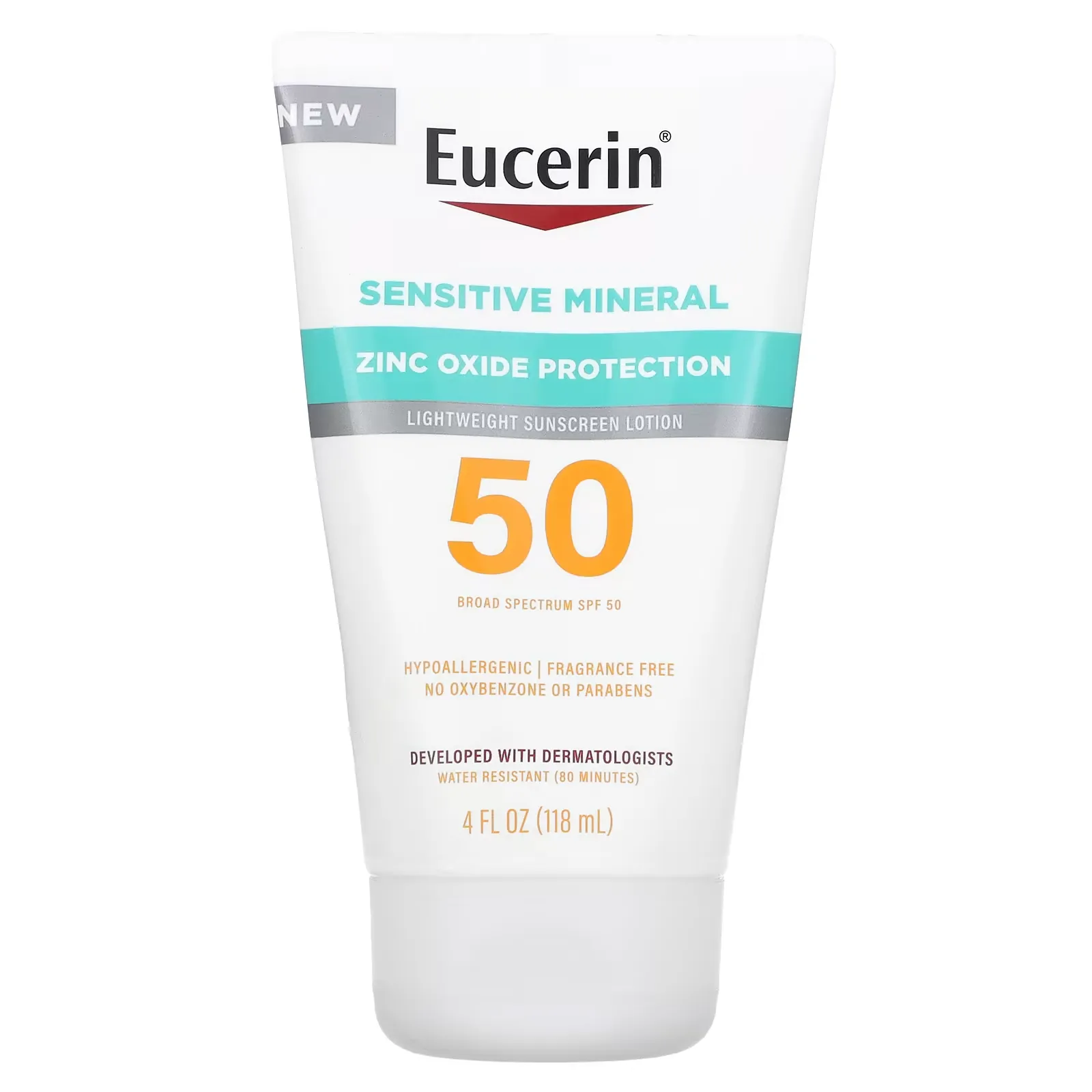 Sensitive Mineral, Lightweight Sunscreen Lotion, SPF 50, Fragrance Free, 4 fl oz (118 ml)