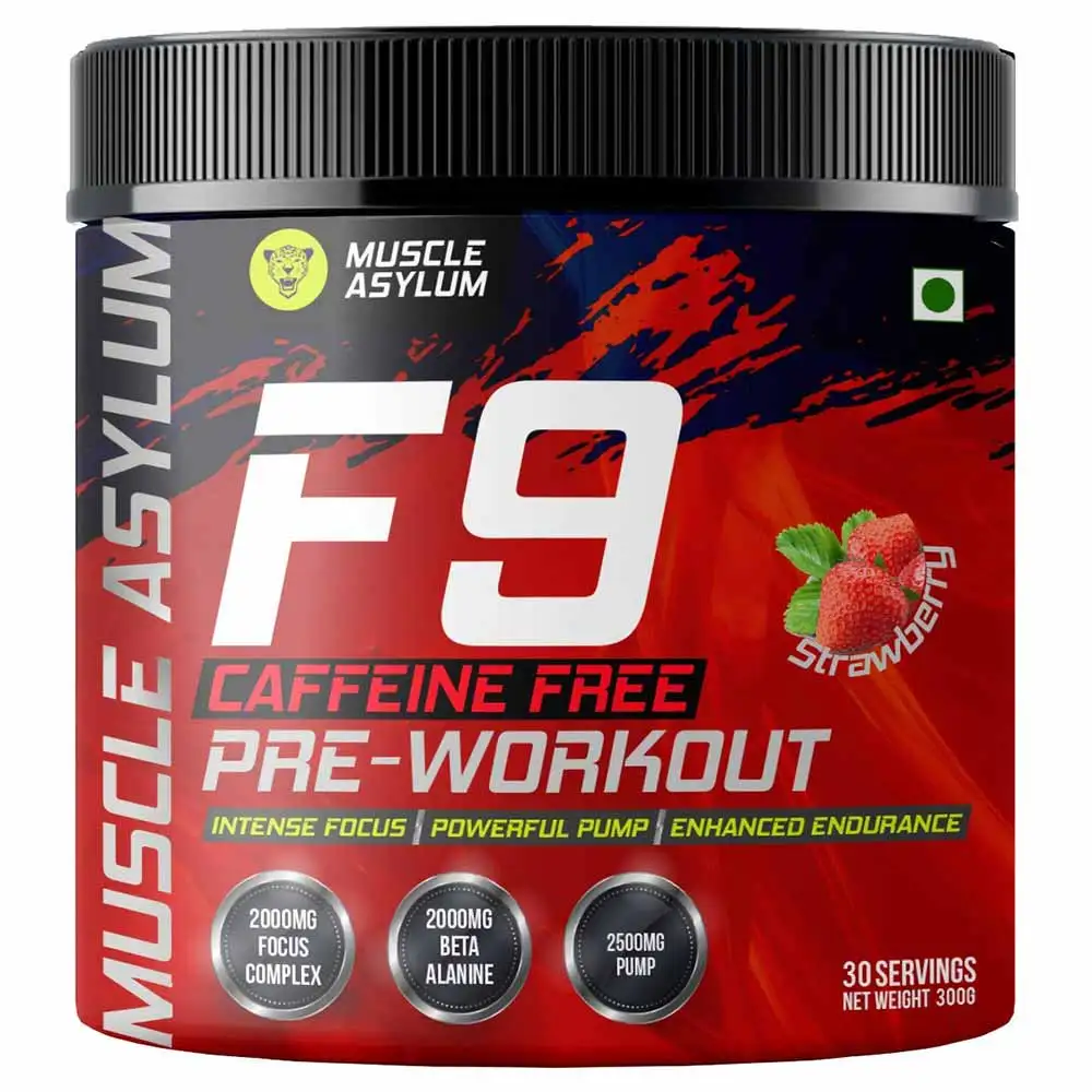 Muscle Asylum Caffeine Free F9 Pre -Workout,  0.66 lb  Strawberry