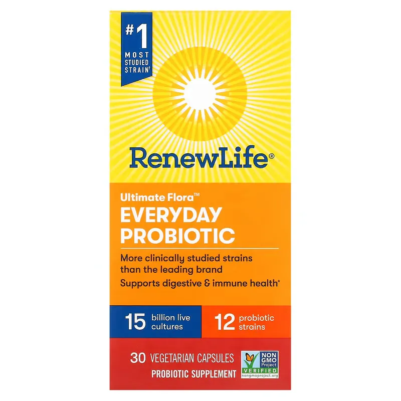 Ultimate Flora, Everyday Probiotic, 15 Billion Live Cultures, 30 Vegetarian Capsules