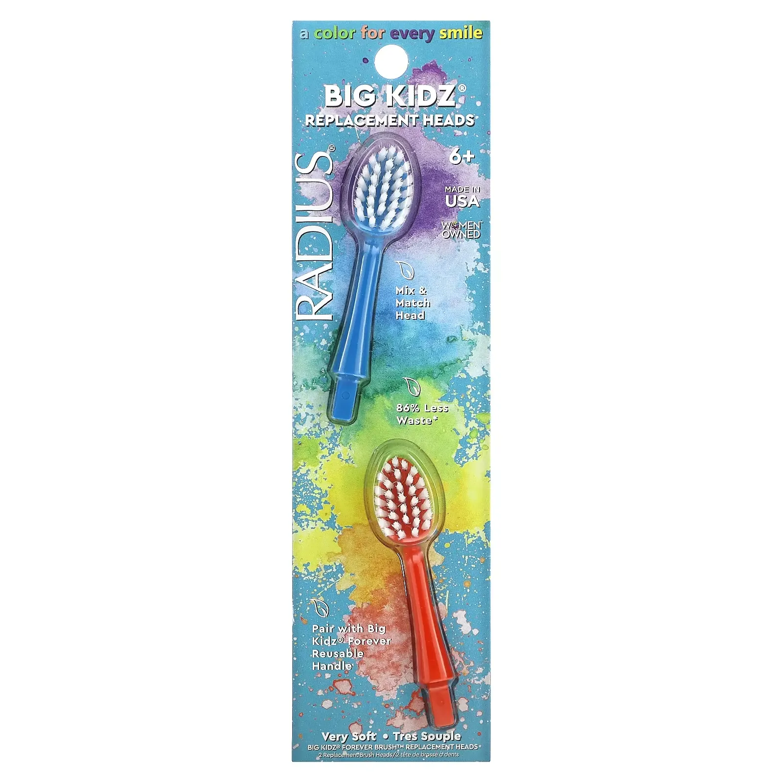 Big Kidz, Replacement Heads, 6+, Very Soft, 2 Replacement Brush Heads