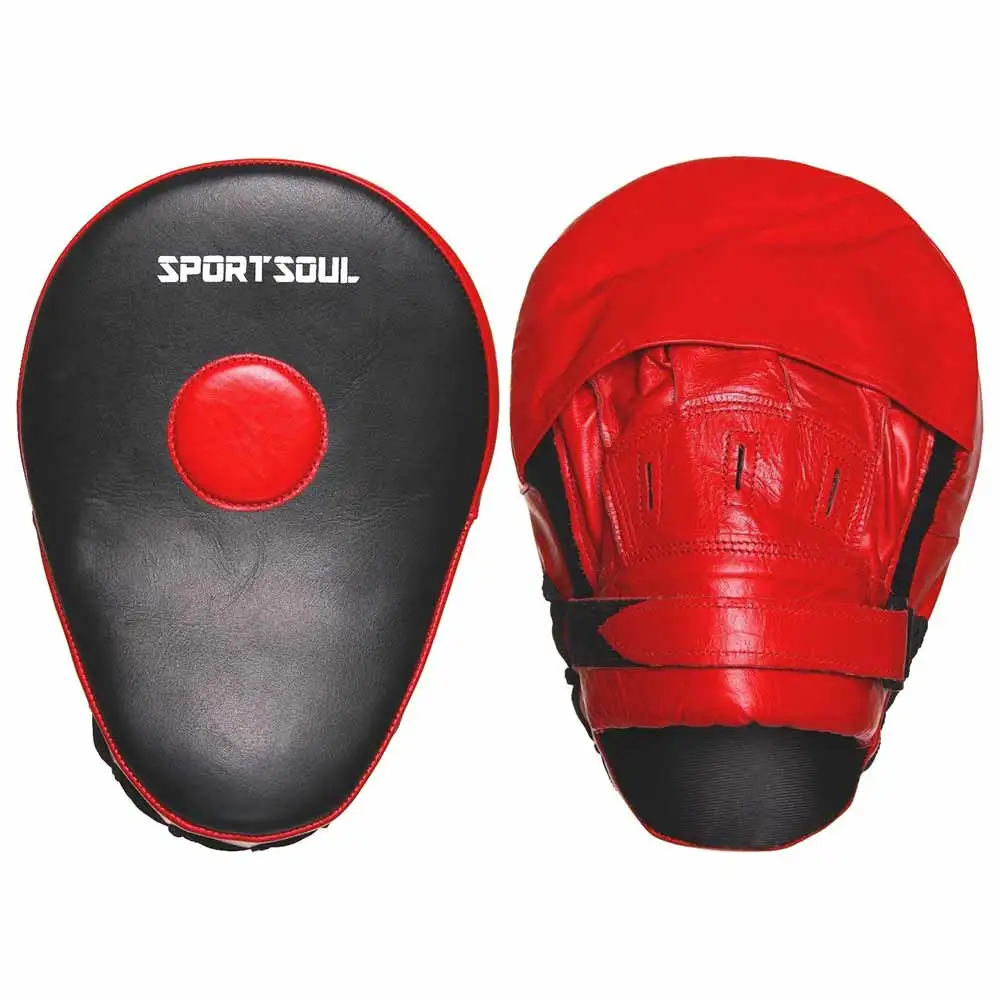 SportSoul Leather Focus Pad Curved for Boxing & Martial Arts,  Black & Red