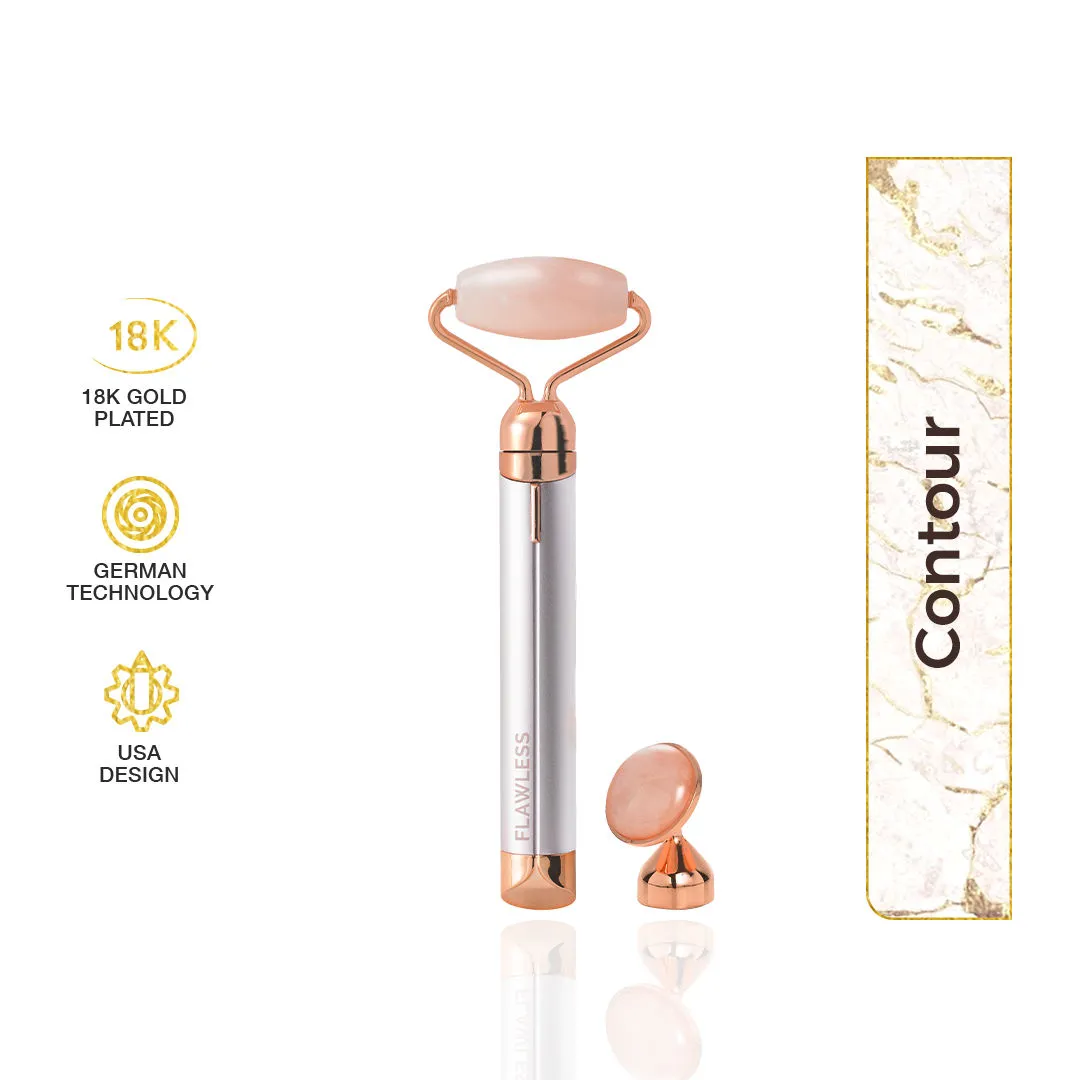 Flawless Contour Vibrating Facial Rose Quartz Roller & Massager