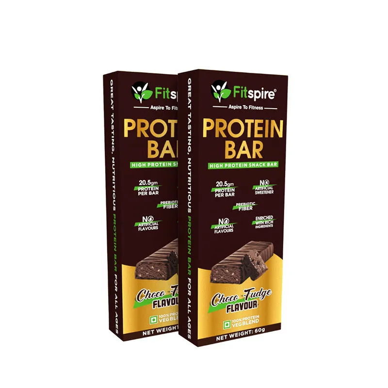 Fitspire Protein Bar Combo - 180 gm - Energy Snack Bar - Choco Fudge Flavor - Pack of 2 - 60gm Each