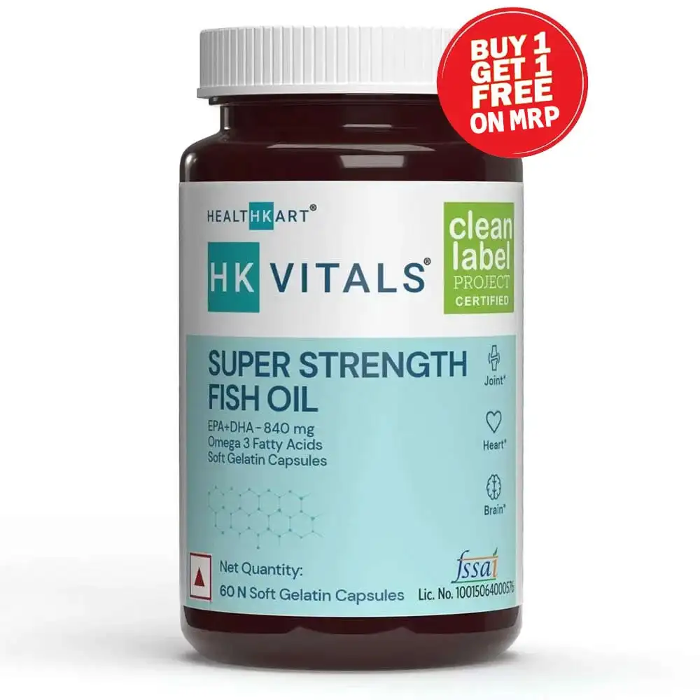 Healt HK Vitals Super Strength Fish Oil Purity 84%,  60 softgels