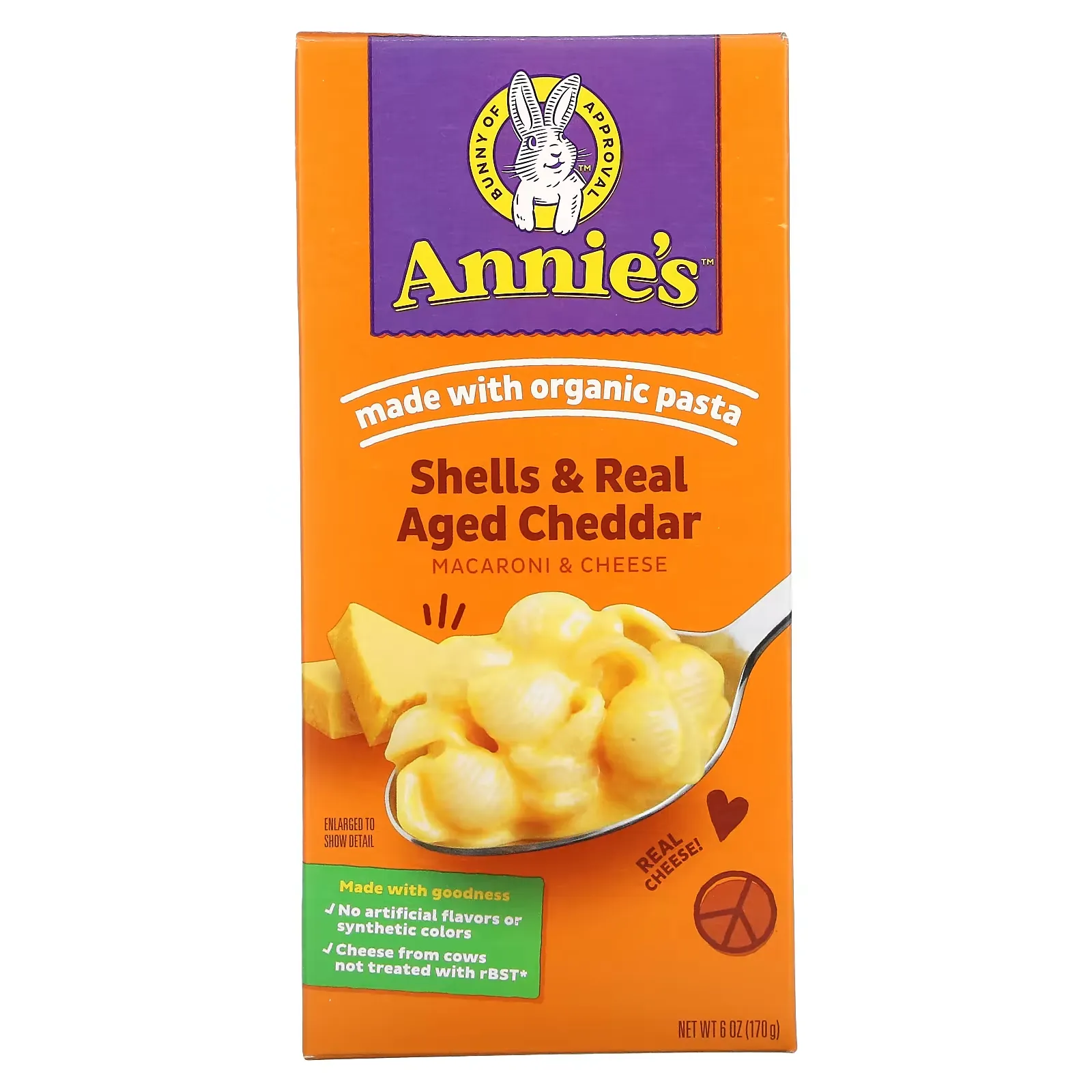 Macaroni & Cheese, Shells & Real Aged Cheddar, 6 oz (170 g)