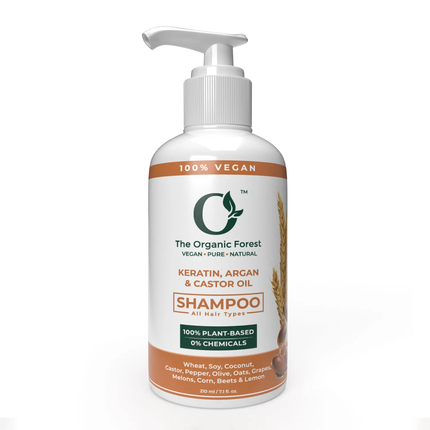 The Organic Forest 100% Vegan Keratin, Castor & Moroccan Argan Oil Shampoo