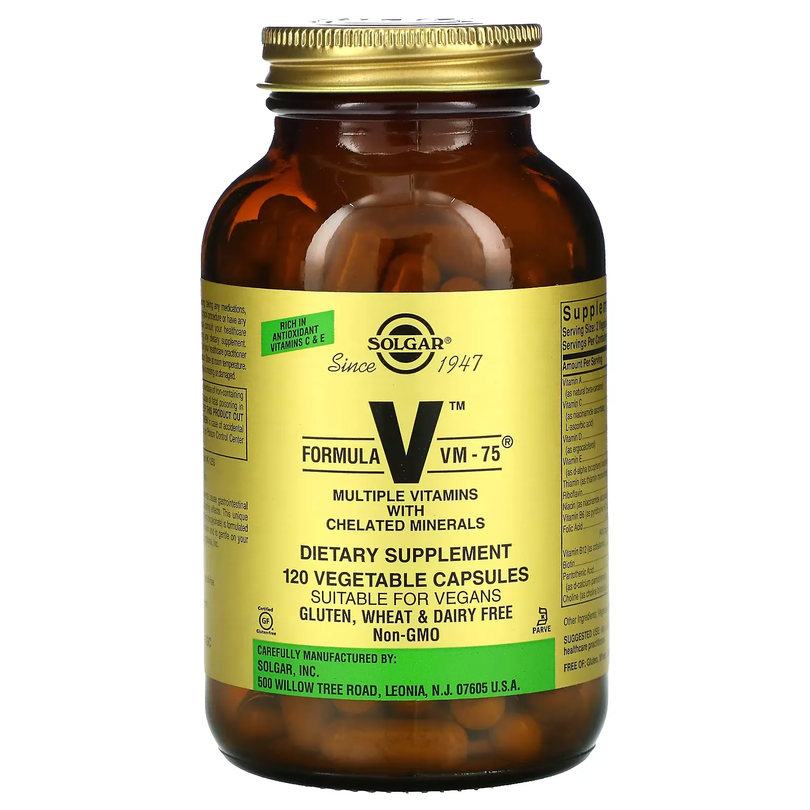 Formula V, VM-75, Multiple Vitamins with Chelated Minerals, 120 Vegetable Capsules