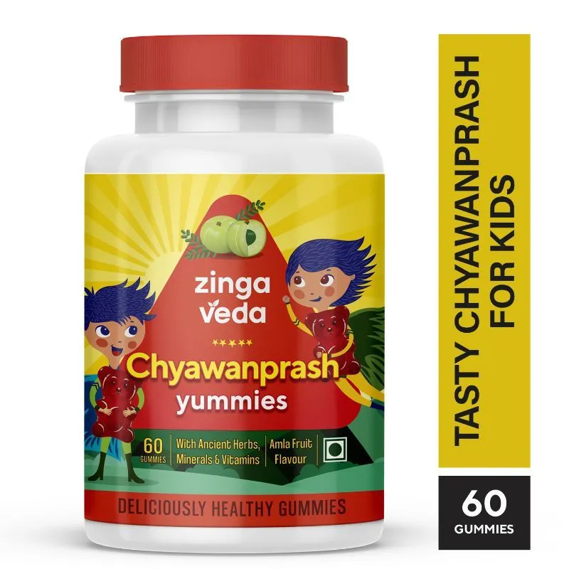 Zingavita Chyawanprash Natural Immunity Booster Gummies for Kids - Amla Fruit Flavour