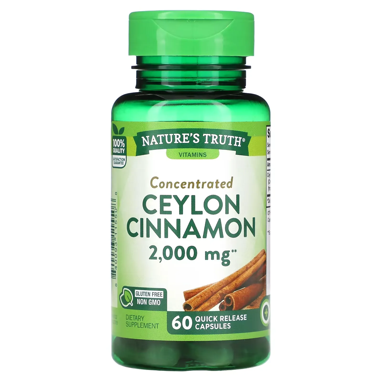 Concentrated Ceylon Cinnamon, 2,000 mg, 60 Quick Release Capsules