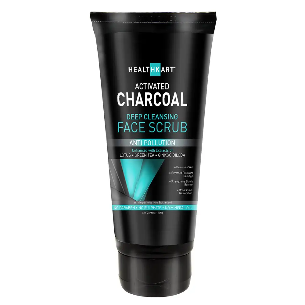 Healt Activated Charcoal Deep Cleansing Face Scrub OP,  100 g  for All Skin Types