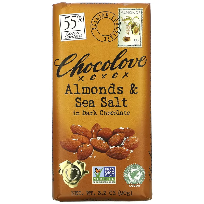 Almonds & Sea Salt in Dark Chocolate, 55% Cocoa, 3.2 oz (90 g)