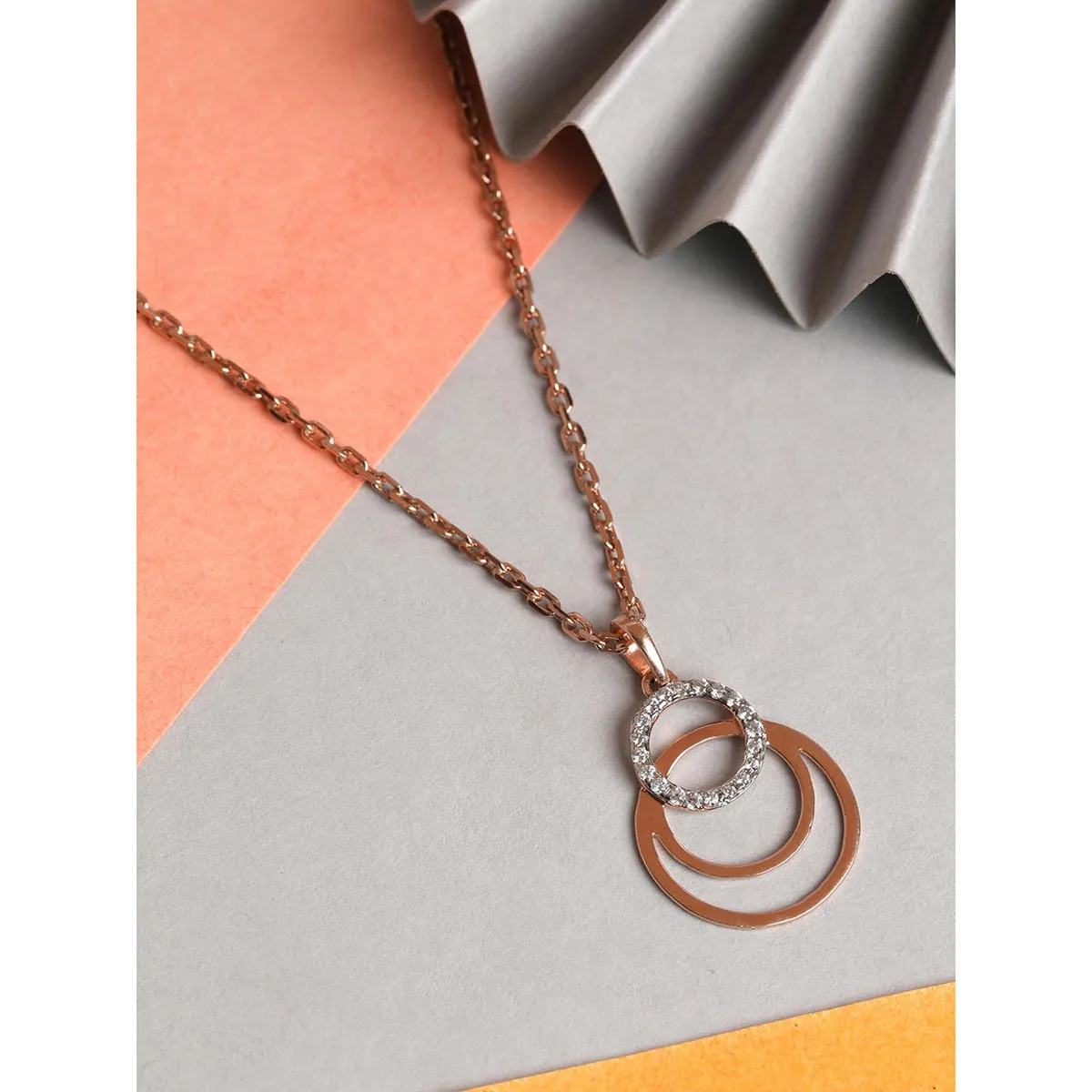 CLARA Silver RoseGold Rhodium Plated Swiss Zirconia Irina Pendant Chain Necklace for Women