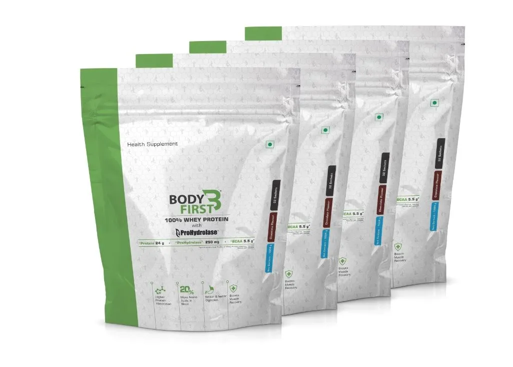 BodyFirst 100% Whey Protein Chocolate Powder 128 Sachets