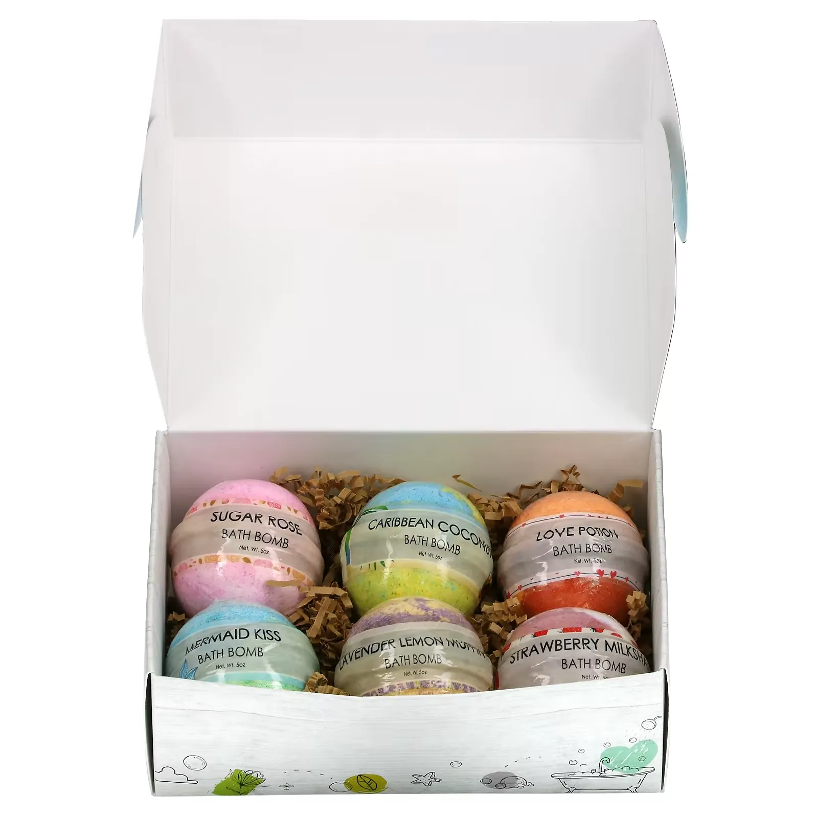 Bath Bomb Gift Set, 6 Bath Fizzies