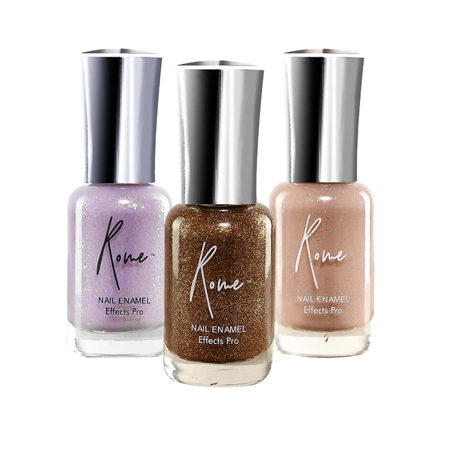 Rome Effects Pro Nail Enamel Set Of 3 (Golden Fern Effects+ Mocha Effects+ Ultra Violet Effects)