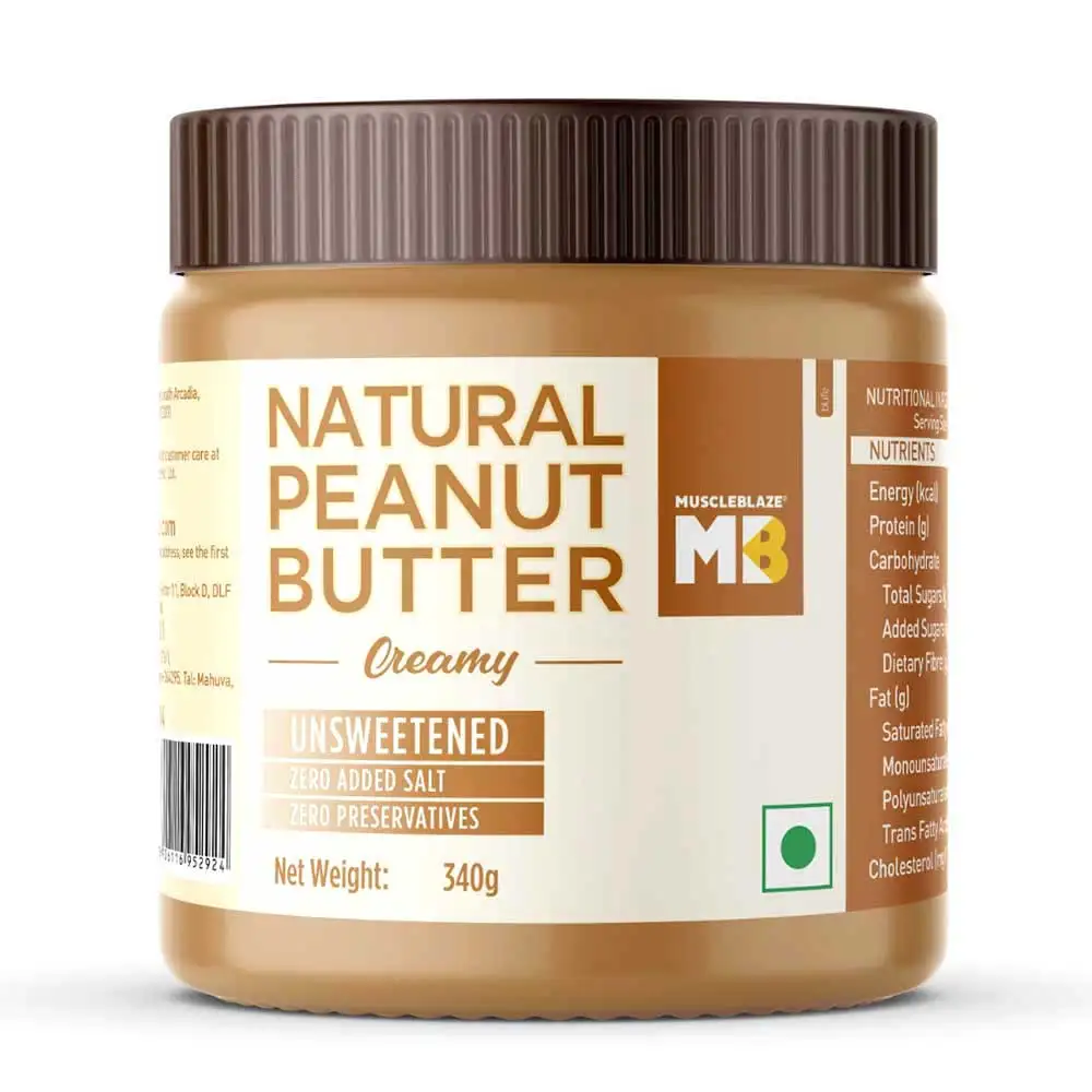 MuscleBlaze Natural Peanut Butter Unsweetened,  0.340 kg  Creamy