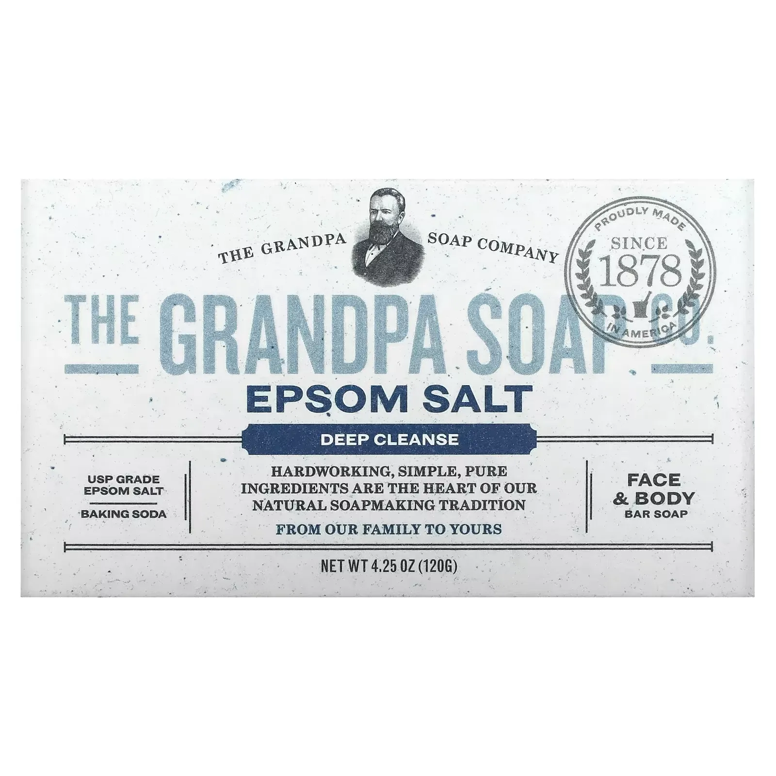 Face & Body Bar Soap, Deep Cleanse, Epsom Salt, 4.25 oz (120 g)