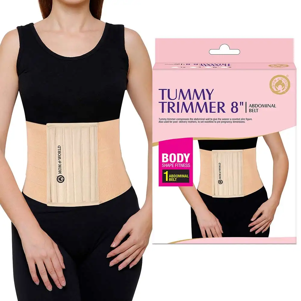 Mom & World Tummy Trimmer 8 Inches Abdominal Belt,  Beige  Small