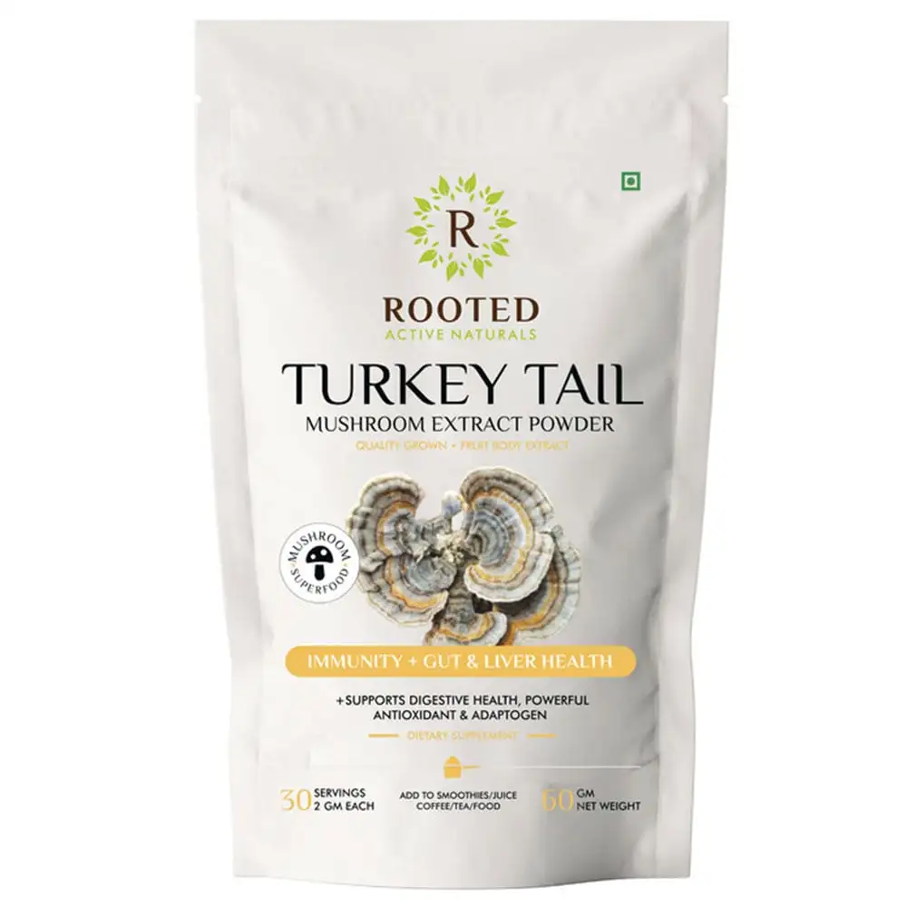 Rooted Active Naturals Turkey Tail Mushroom Extract Powder,  60 g