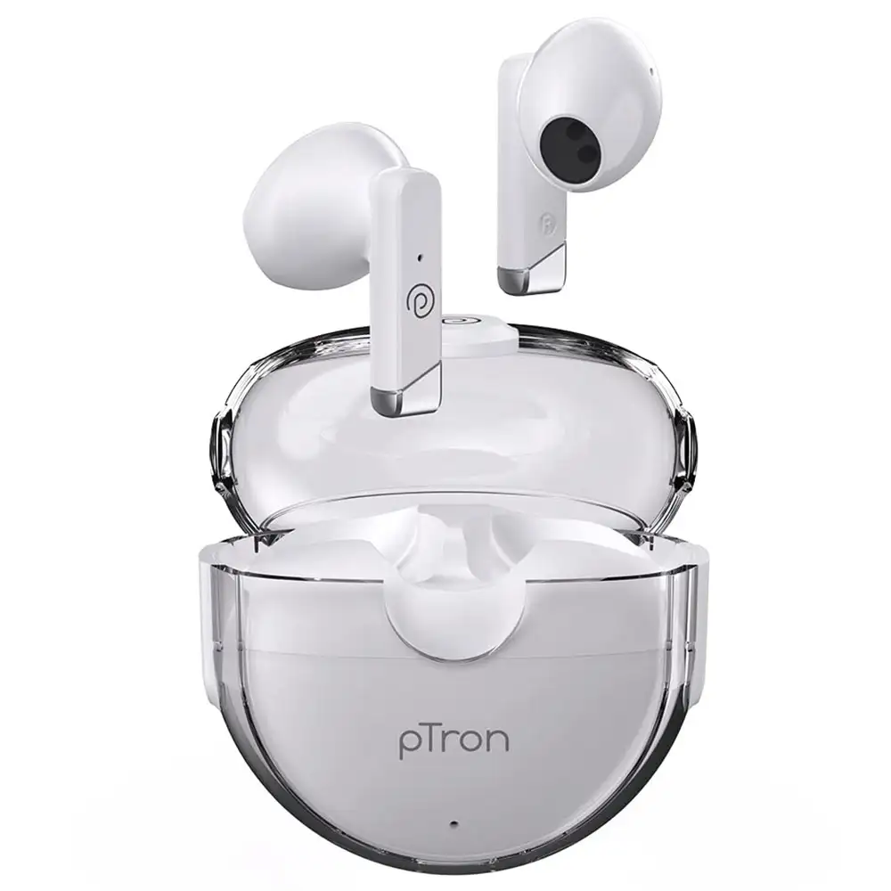 Ptron Bassbuds Fute Truly Wireless Earbuds,  White