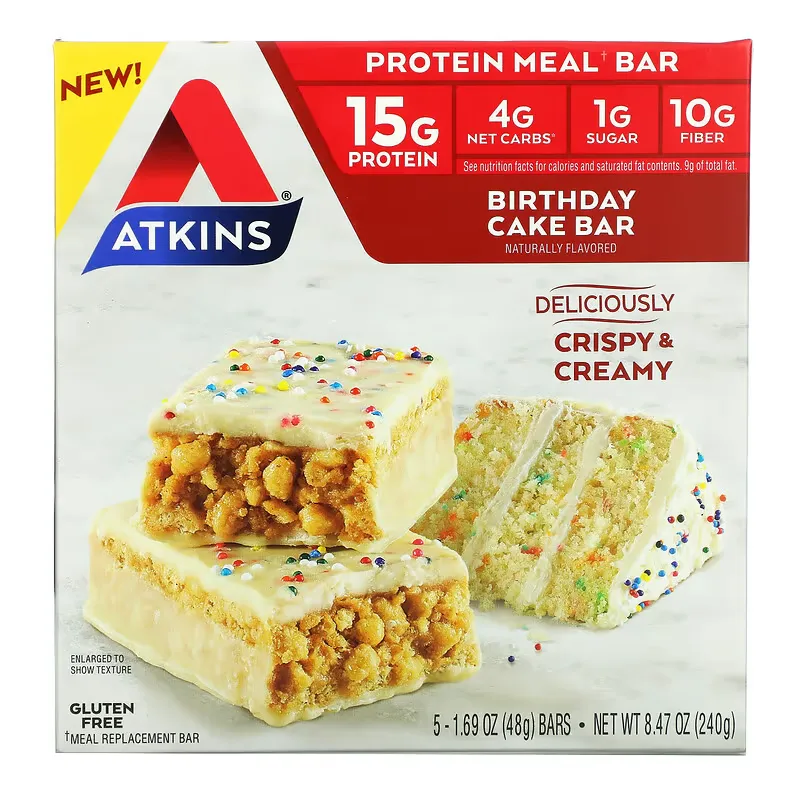 Protein Meal Bar, Birthday Cake Bar, 5 Bars, 1.69 oz (48 g) Each