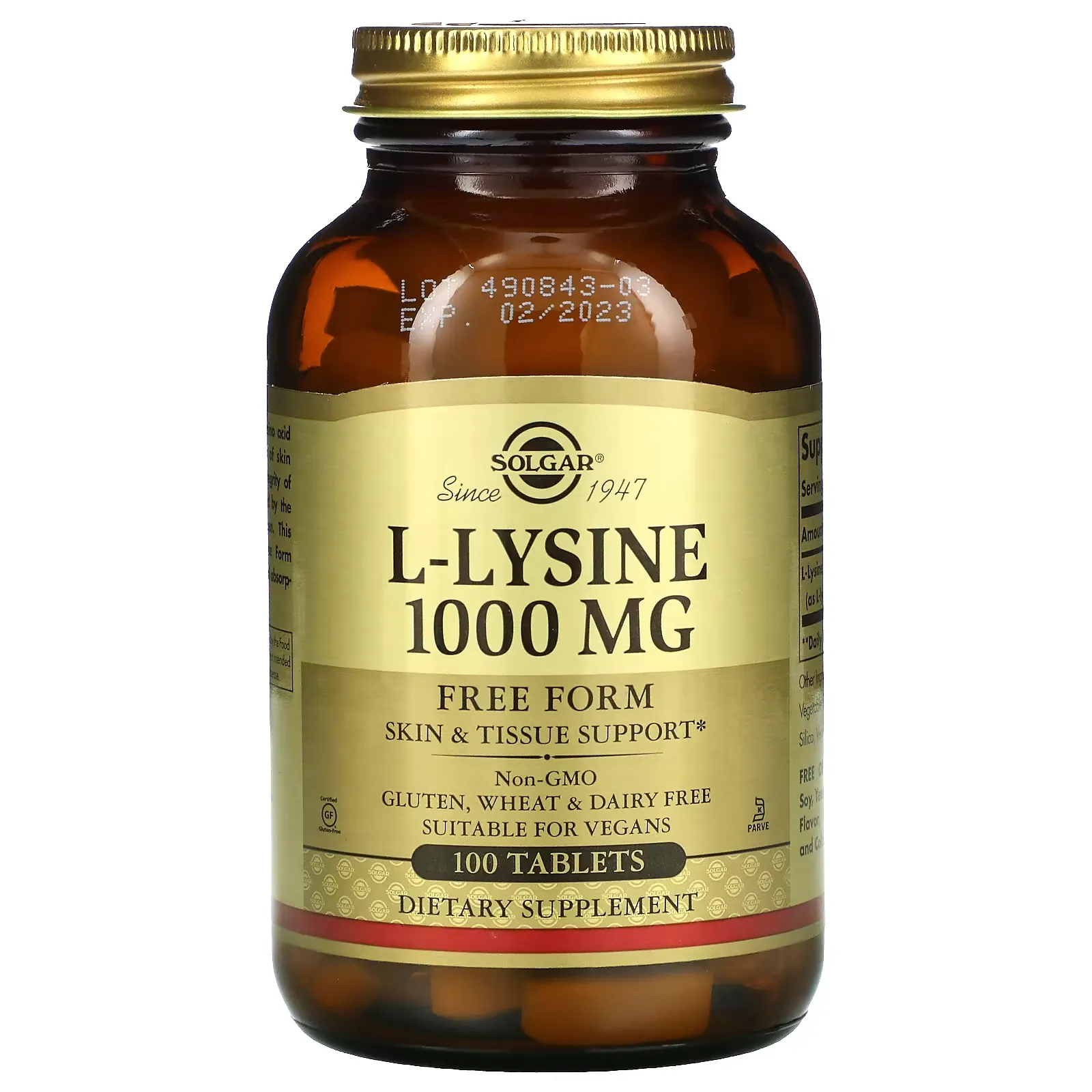 L-Lysine, Free Form, 1,000 mg, 100 Tablets