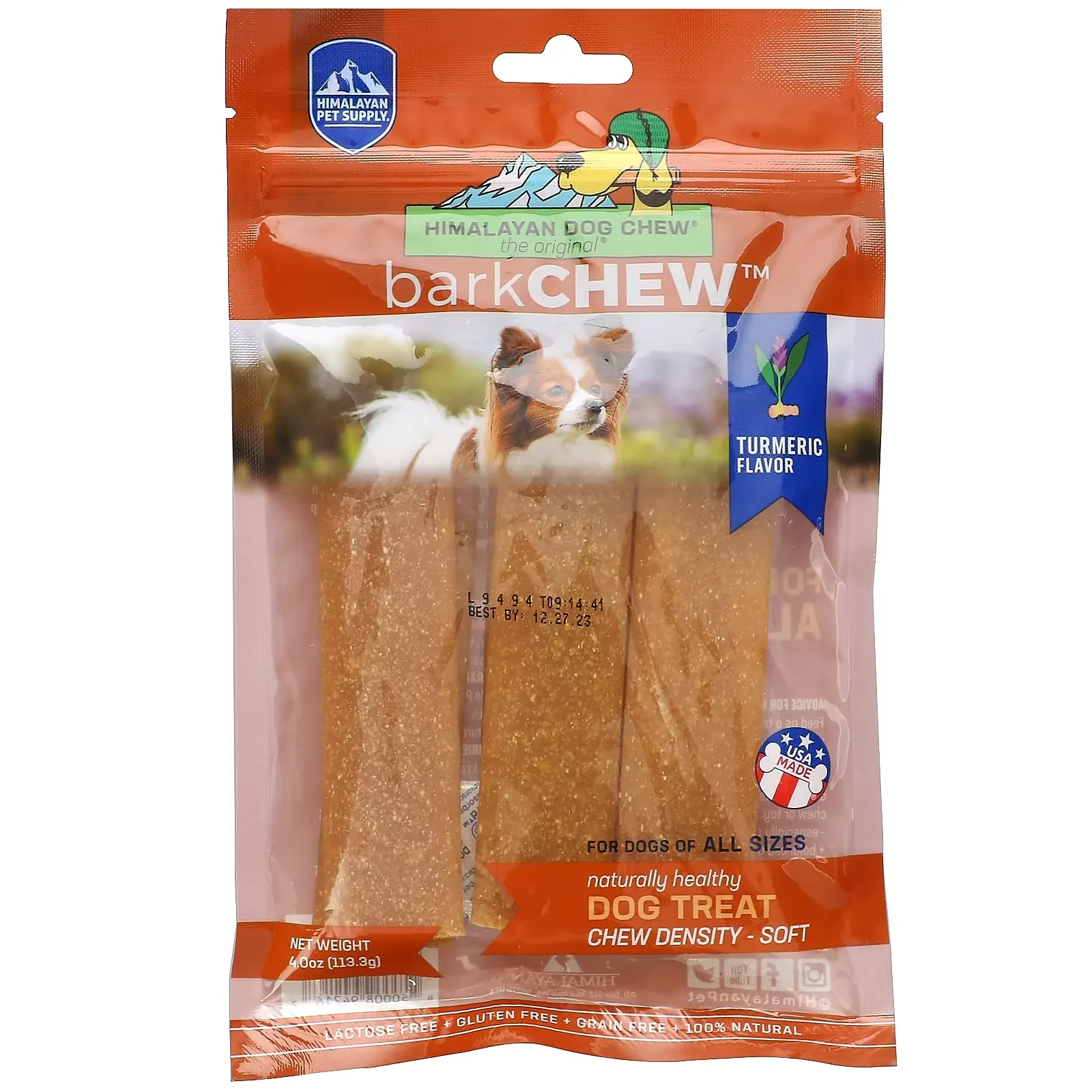 Himalayan Dog Chew, BarkChew, Soft, All Sizes, Turmeric, 4 oz (113.3 g)