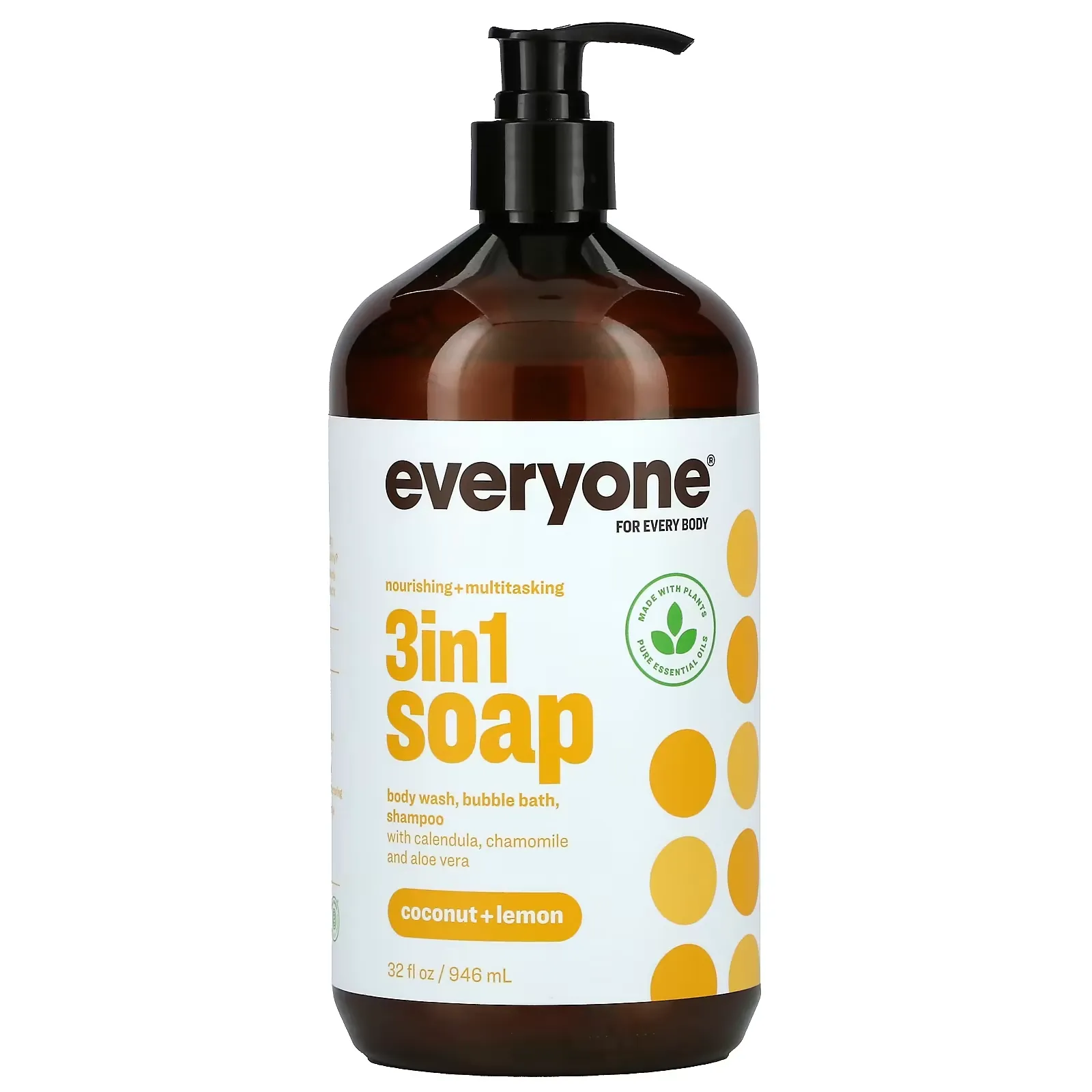 Everyone Soap for Every Body, 3 in 1, Coconut + Lemon, 32 fl oz (946 ml)