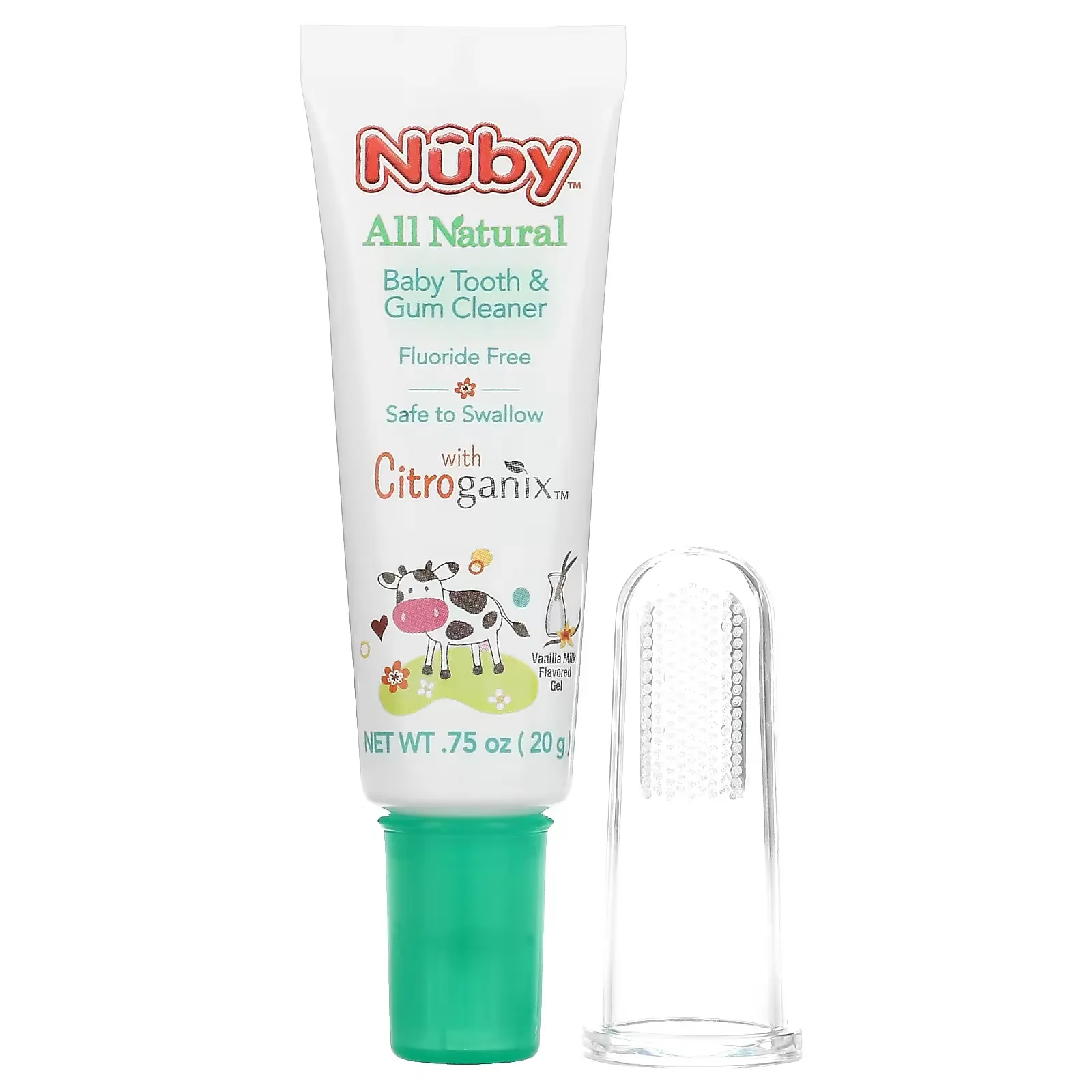 All Natural Baby Tooth & Gum Cleaner, 0 m+, Vanilla Milk Flavored Gel, 2 Piece Set