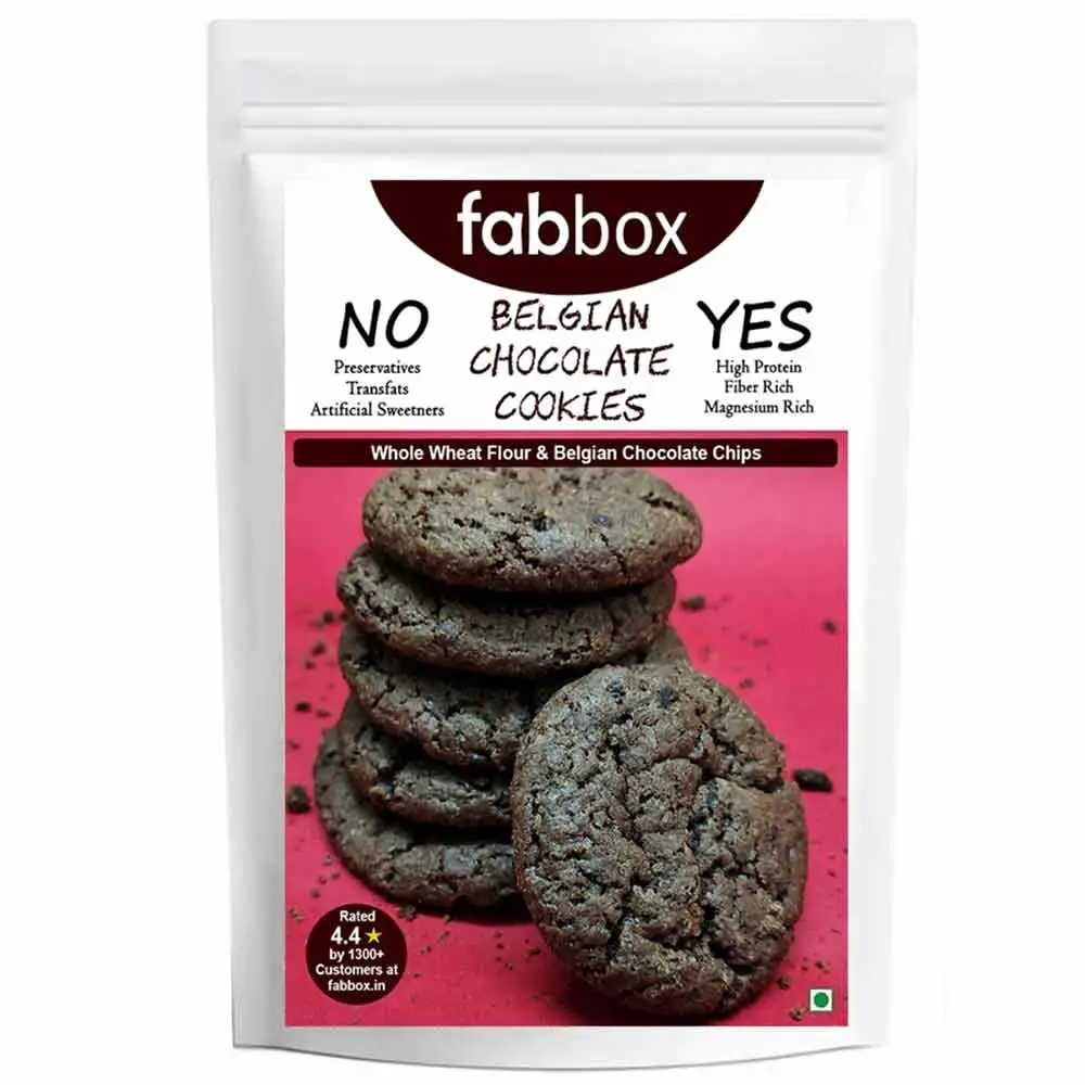 Fabbox Belgian Chocolate Cookies,  Unflavoured  220 g