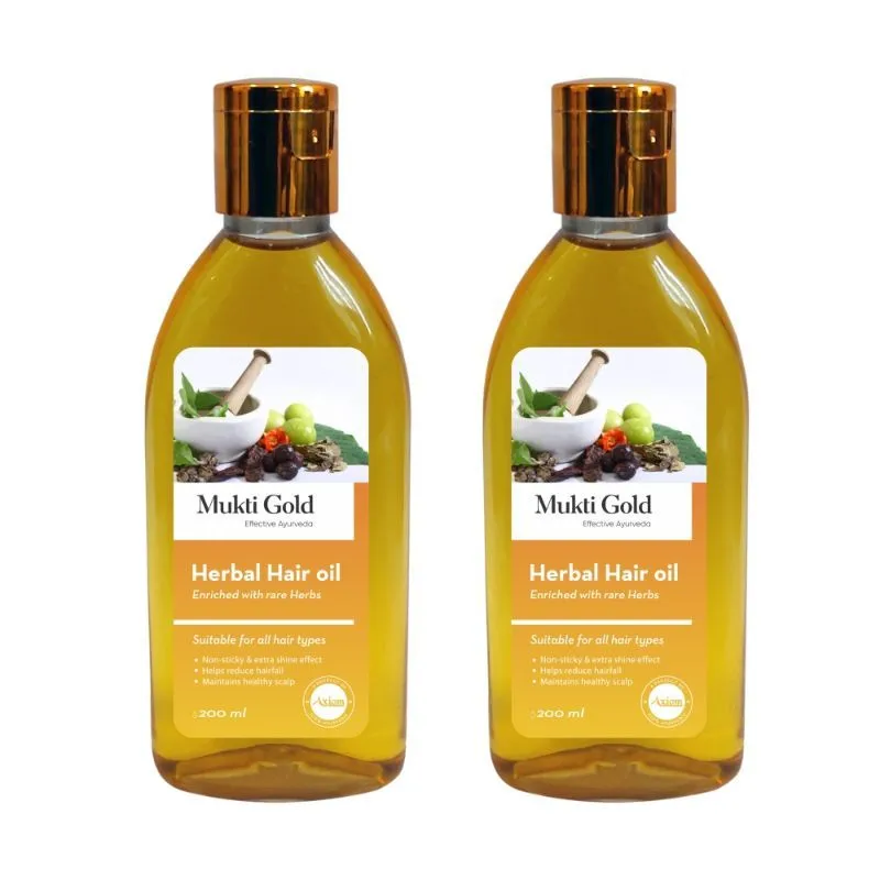 Mukti Gold Herbal Hair Oil Enriched With Rare Herbs - Pack of 2