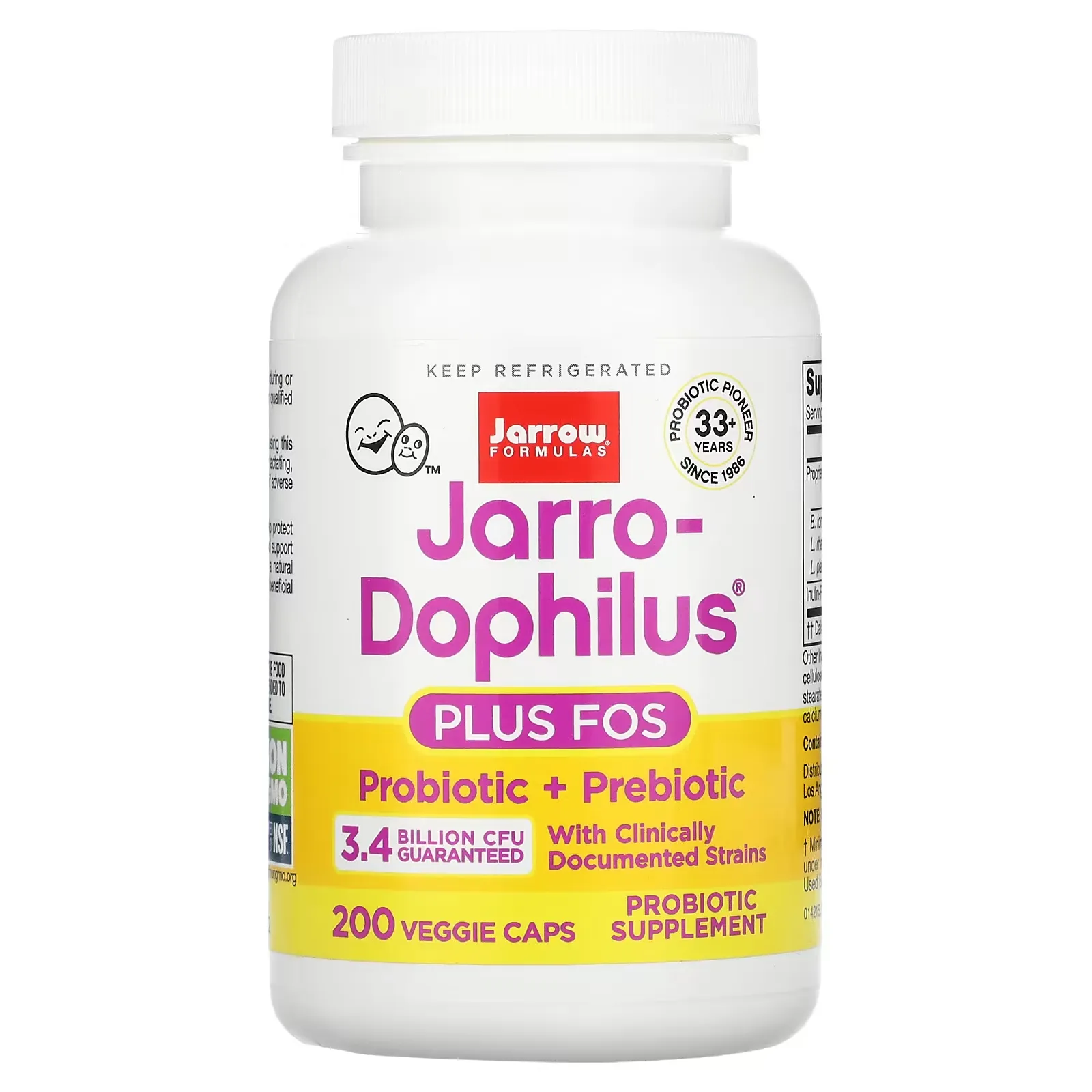 Jarro-Dophilus Plus FOS, 3.4 Billion CFU, 200 Veggie Caps