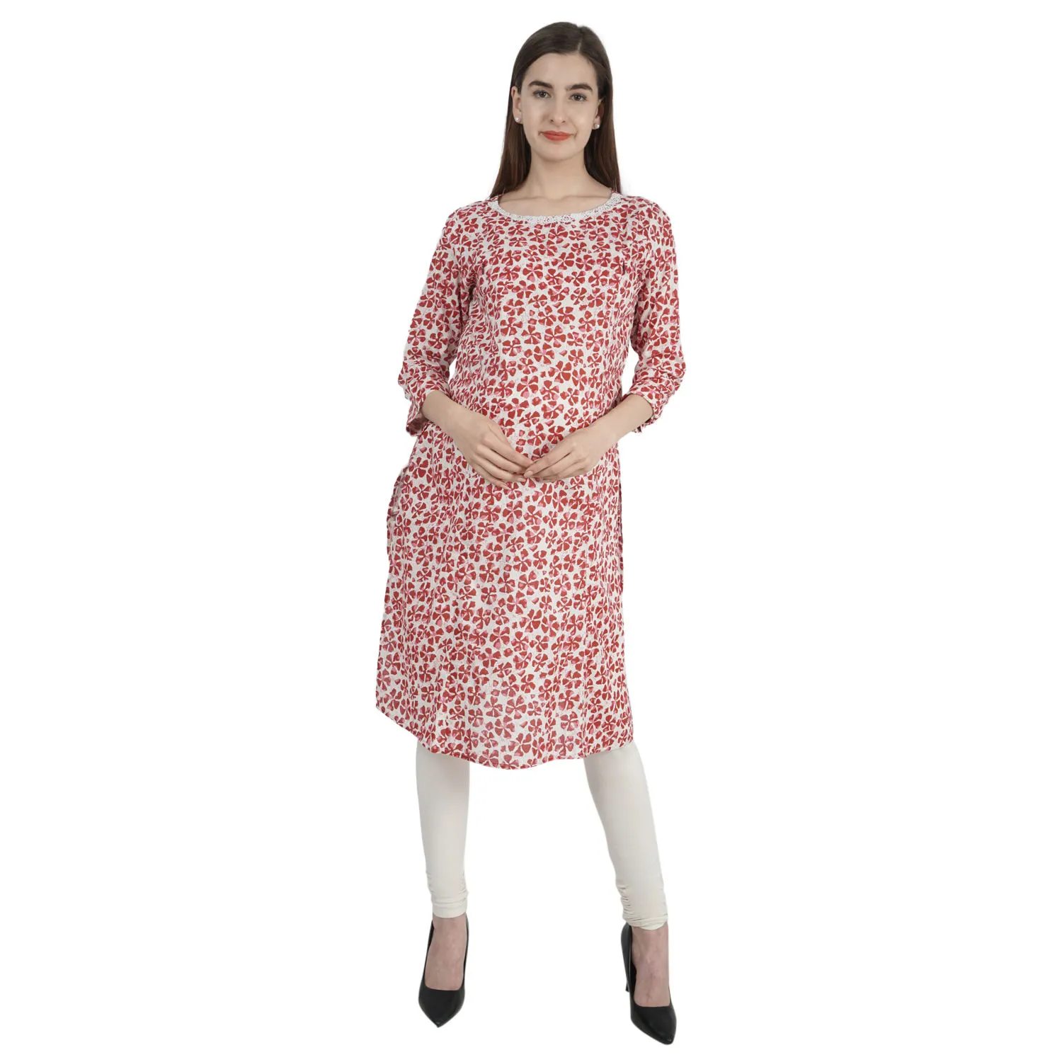 Morph Maternity Elegant Floral Feeding Kurti - Multi-Color