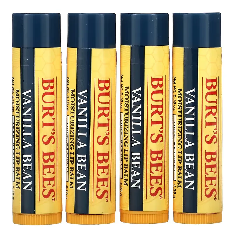 Moisturizing Lip Balm, Vanilla Bean, 4 Pack, 0.15 oz (4.25 g) Each