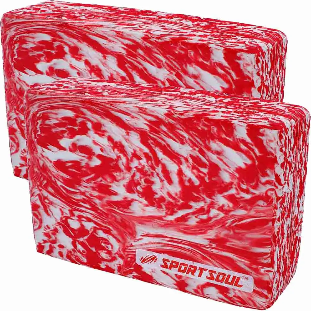 SportSoul Designer Yoga Block,  Red & White (Pack of 2)  22 x 15 x 10 cm