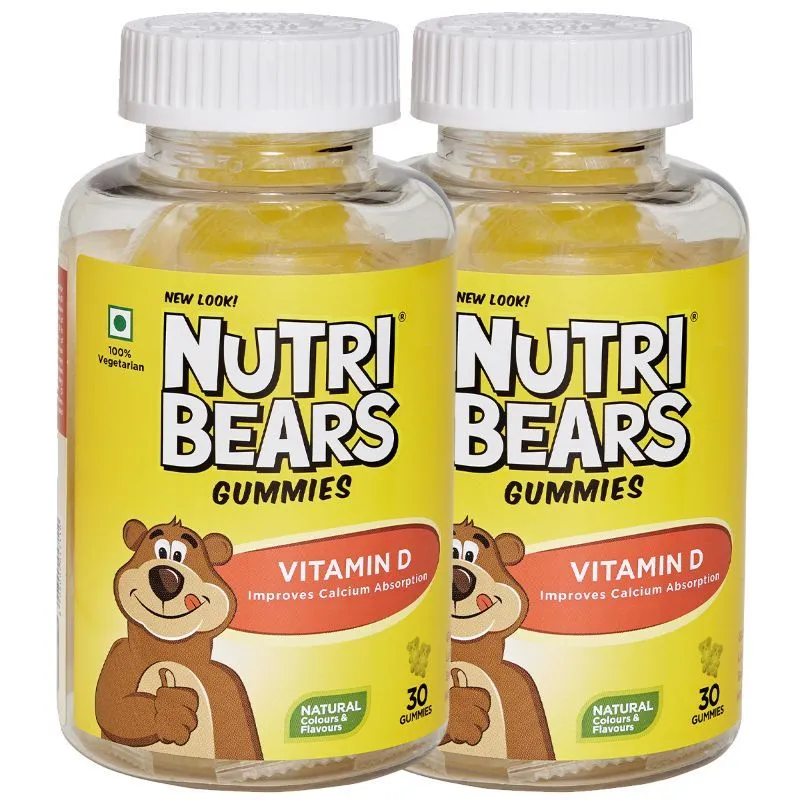 Nutribears Vitamin D Gummies For Kids And Teens, Enhances Calcium Absorption, Pack Of 2