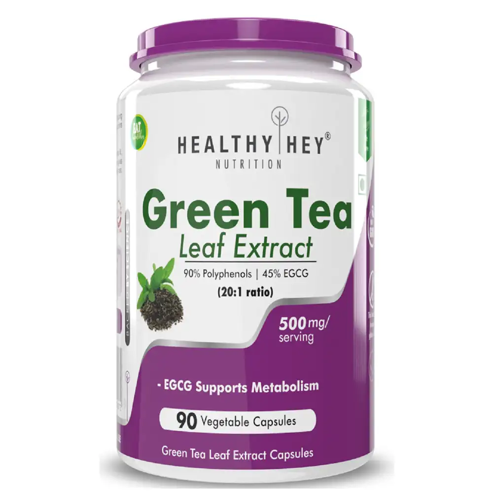 HealthyHey Nutrition Green Tea Leaf Extract,  90 capsules  Unflavoured