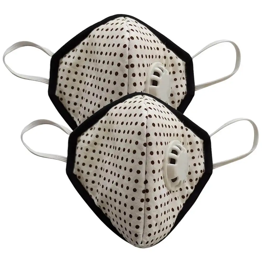 MASKS4U Boys 8-14yrs Nuqta Breatheasy Premium Mask Pack of 2,  Ivory & Black