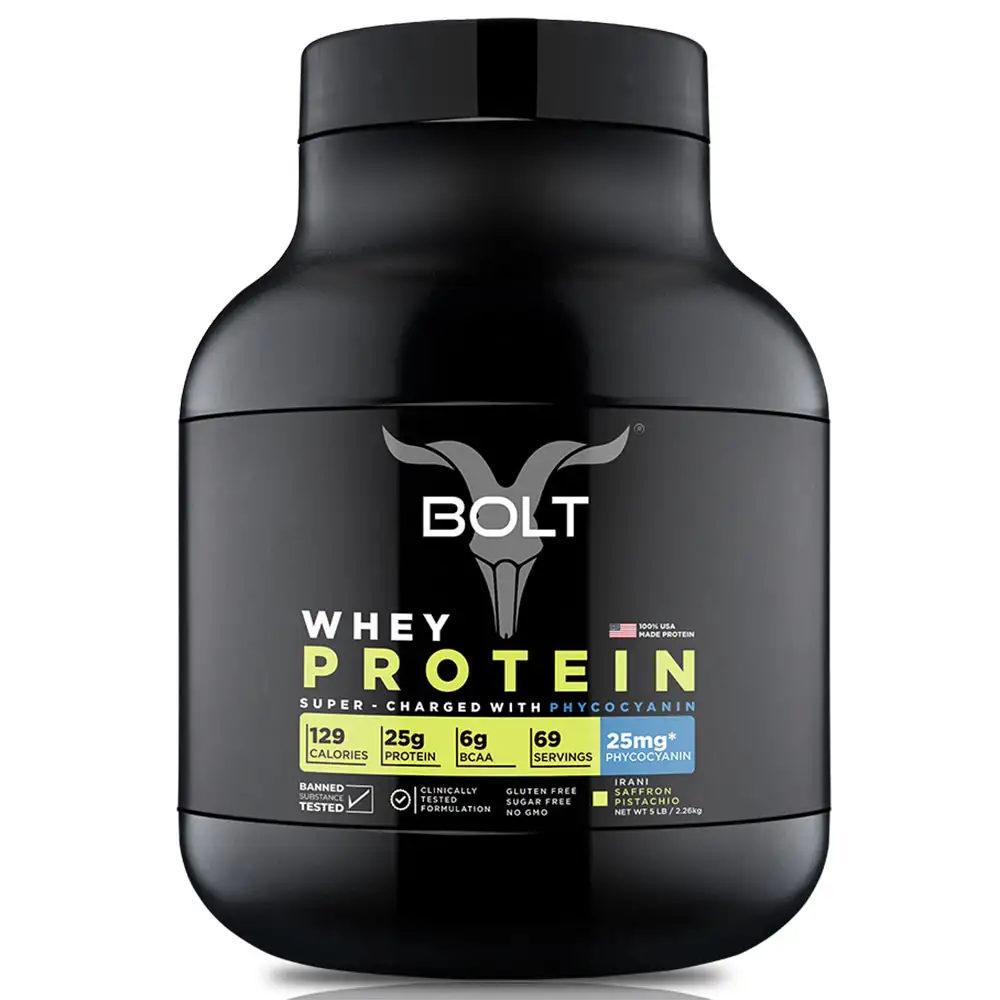 Bolt Whey Protein Super-Charged With Phycocyanin,  5 lb  Saffron Pistachio