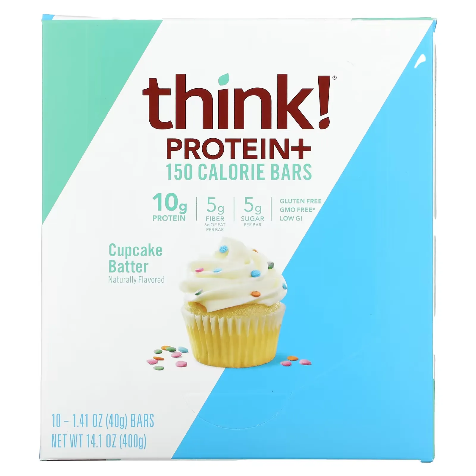 Protein+ 150 Calorie Bars, Cupcake Batter, 10 Bars, 1.41 oz (40 g) Each