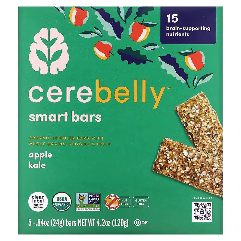 Smart Bars, Organic Toddler Bars, Apple Kale, 5 Bars, 0.84 oz (24 g) Each