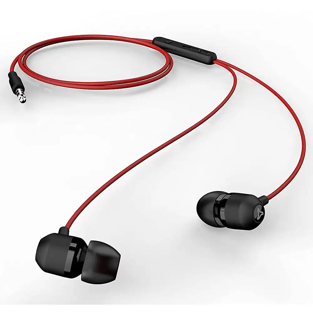 Syska HE910 Wired Earphones,  Black & Red