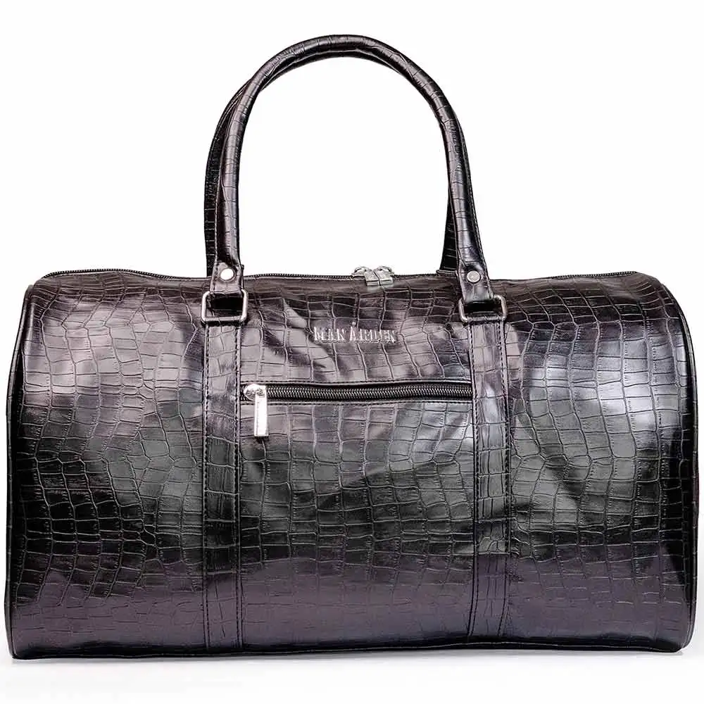 Man Arden PVC Leather Travel Duffle Bag,  Black