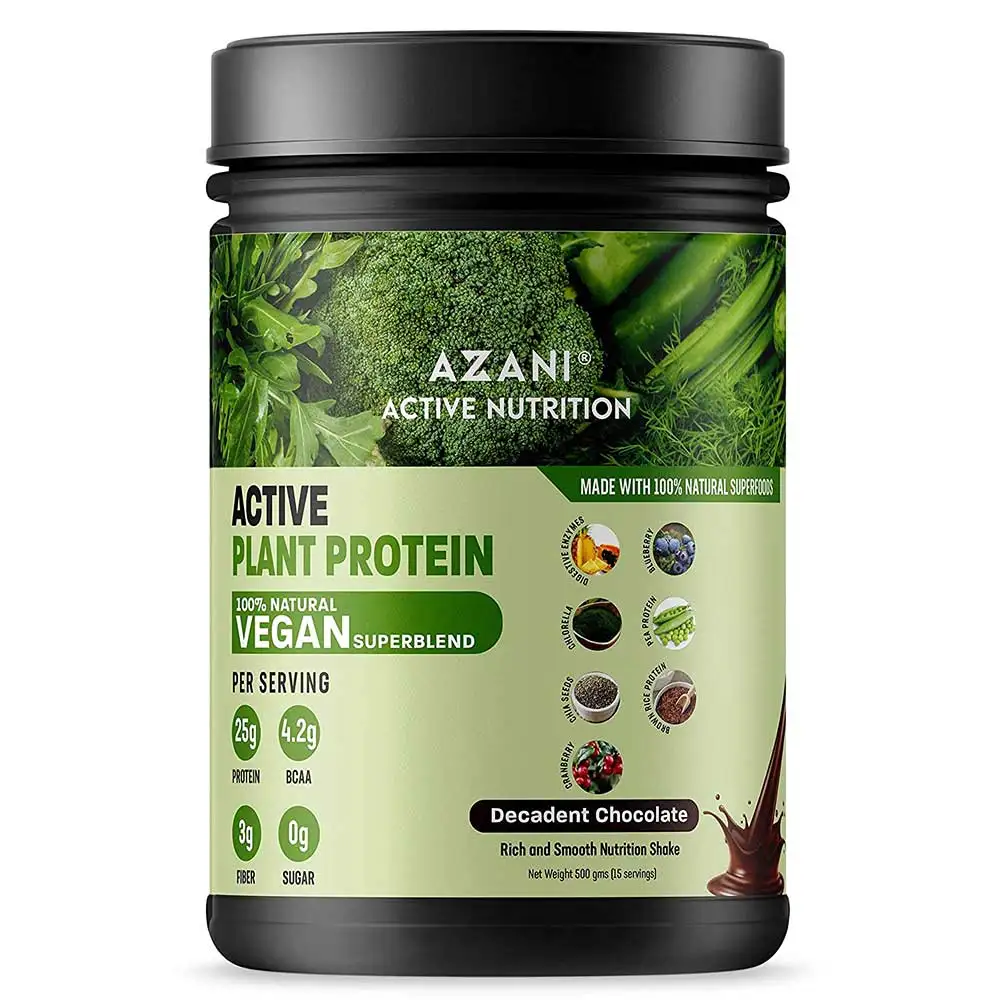 Azani Active Nutrition Active Plant Protein,  1.1 lb  Decadent Chocolate