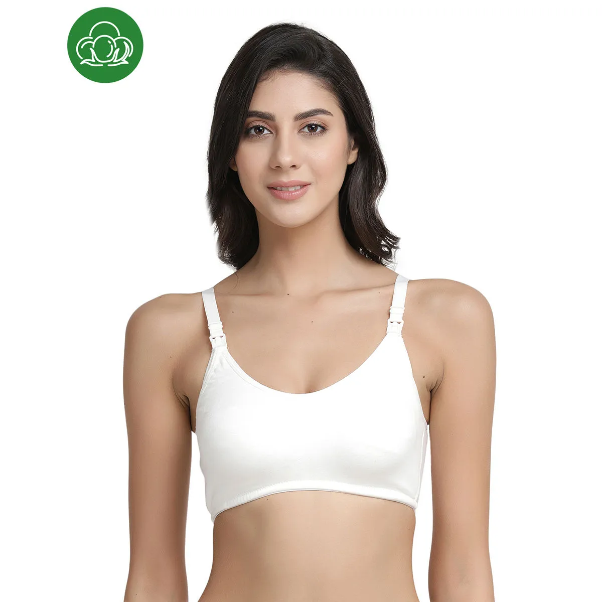 Inner Sense Organic Antimicrobial Soft Nursing Bra - White